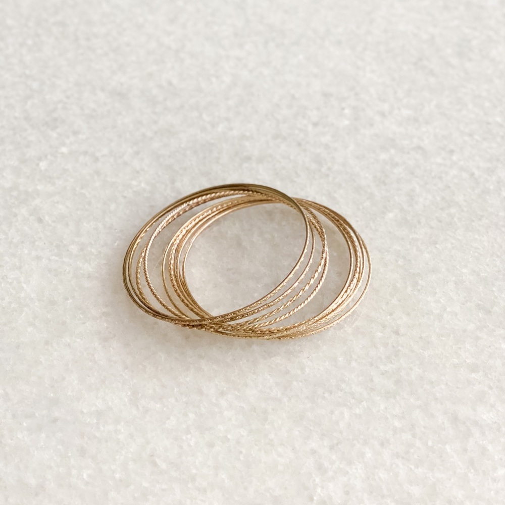 Set of 10 Gold Stackable Bangle Bracelets
